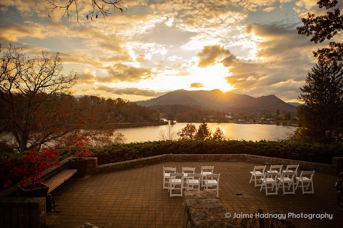 Bride and Groom at Inspiration Point Lake Junaluska | Wedding Photographer