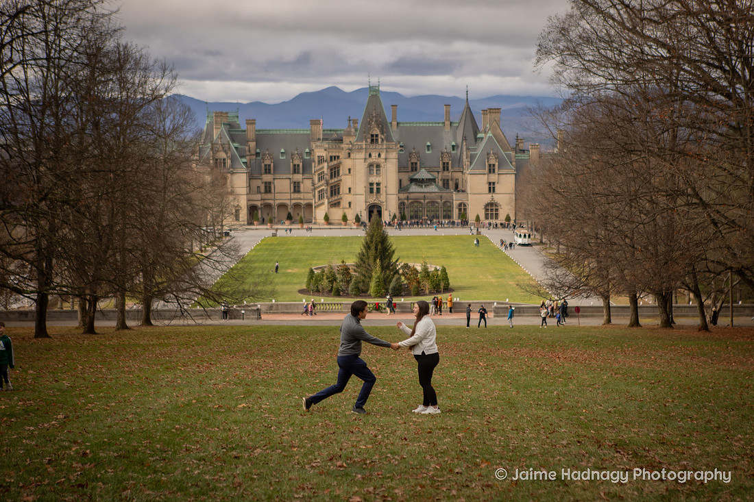 Surprise Proposal on Diana Hill at the Biltmore Estate | Asheville Engagement Photographer