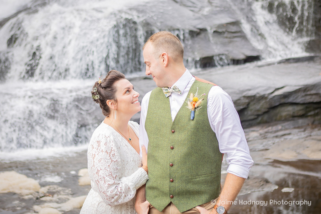 Boho Wedding at a Waterfall in Western NC | Brevard Triple Falls Elopement