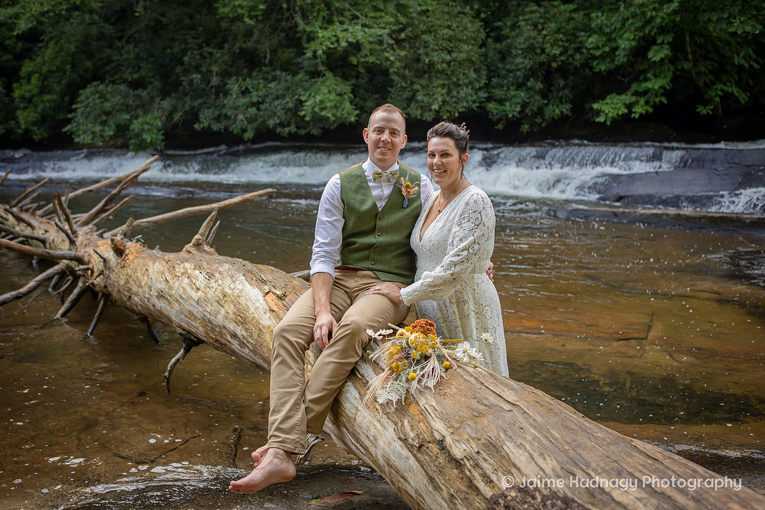 Wedding Day Bridal Portraits at Triple Falls in Brevard NC | Asheville Elopement Photographer