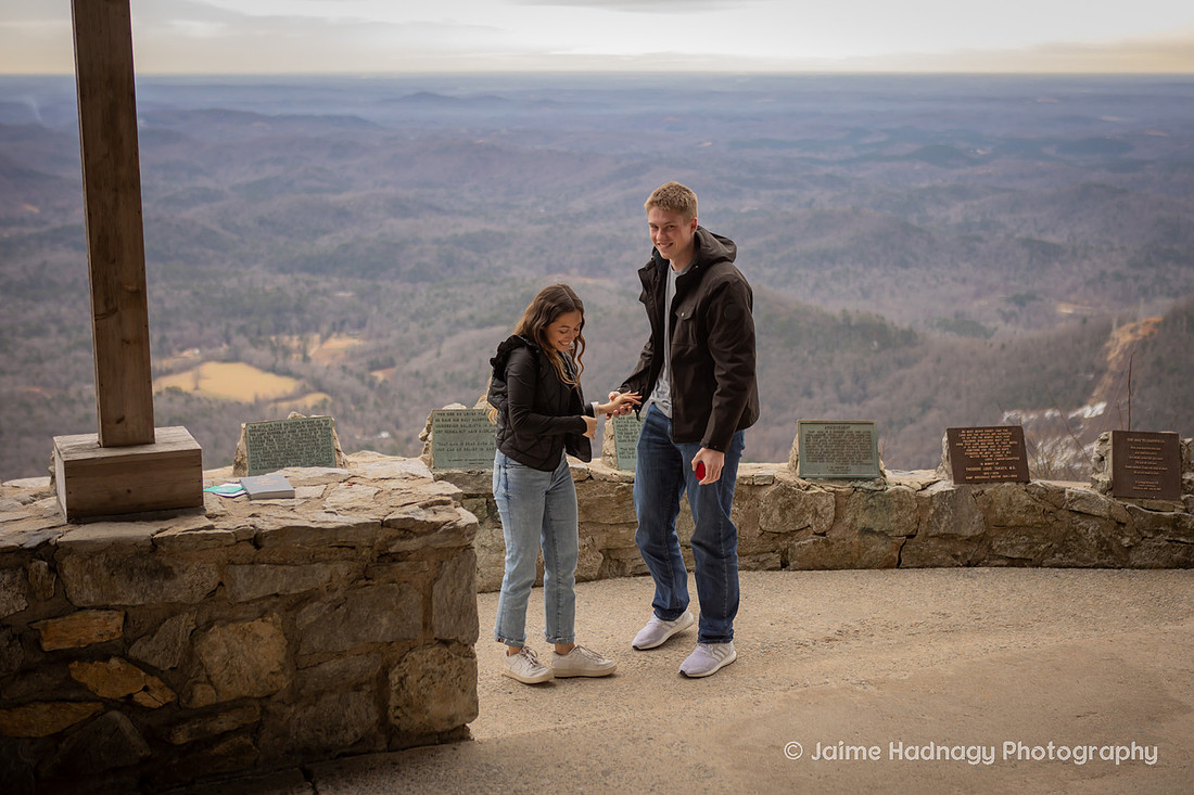 Surprise Winter Proposal at Pretty Place | Asheville Engagement Photographer