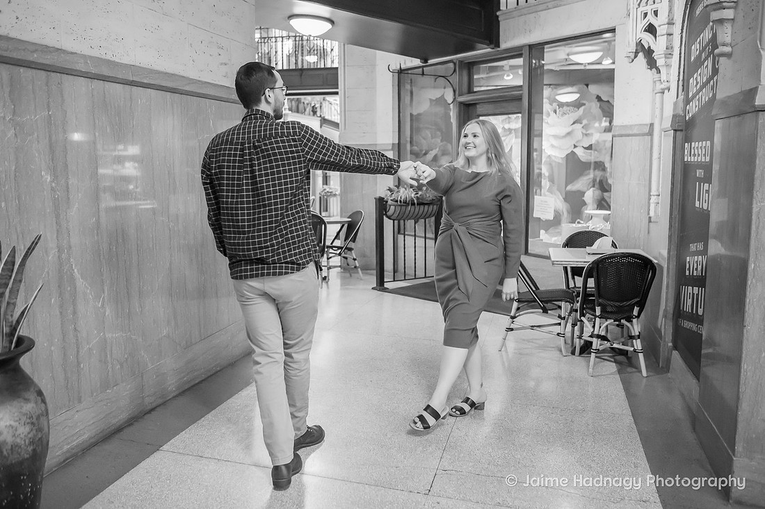 Engagement in The Grove Arcade | Asheville Surprise Proposal Photographer | What to do if it rains on proposal day