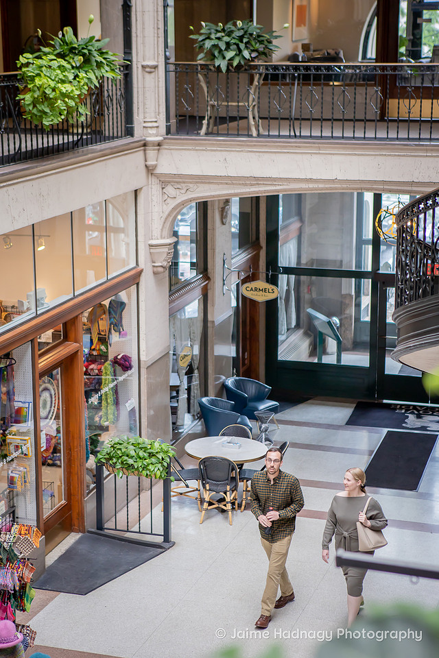 Surprise Proposal Photography in The Grove Arcade in Asheville