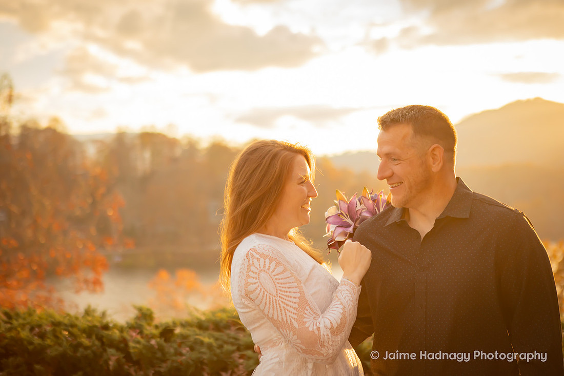 Bride and Groom at Inspiration Point Lake Junaluska | Wedding Photographer