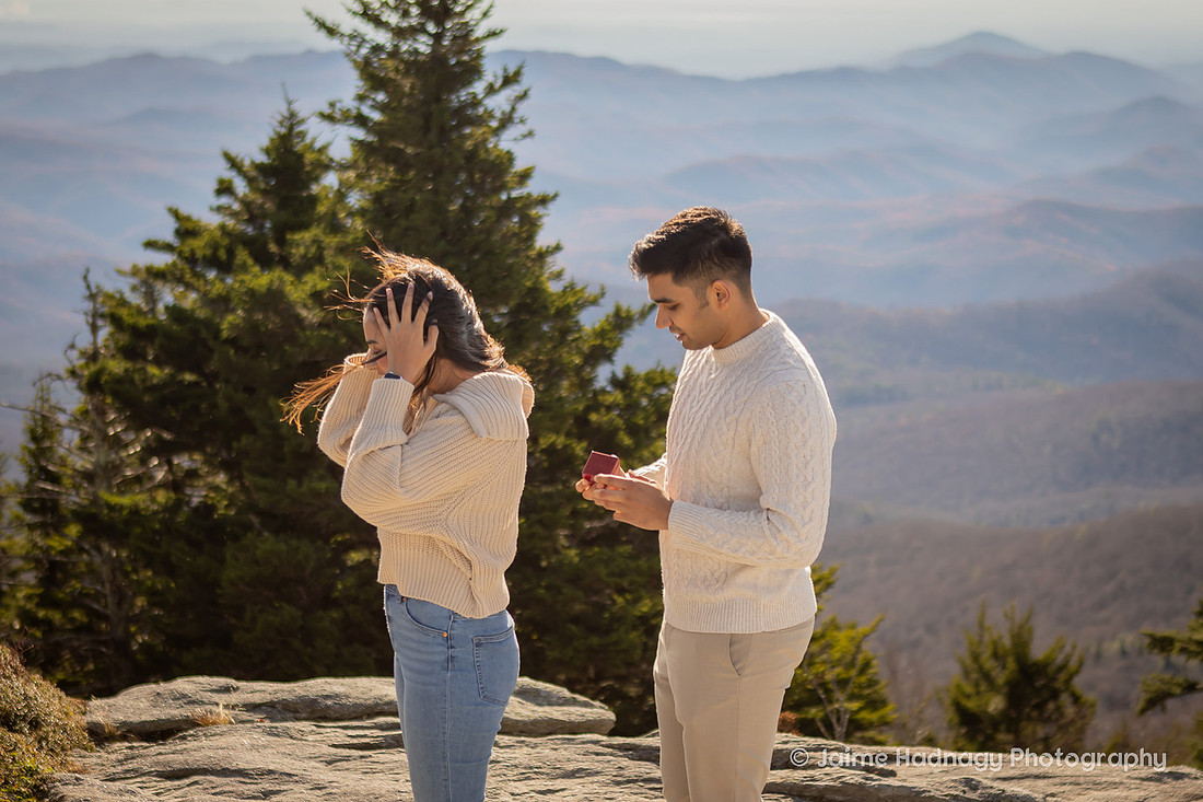 Engagement Set up at Mile High Swinging Bridge in Grandfather Mountian | Asheville Proposal Photographer 