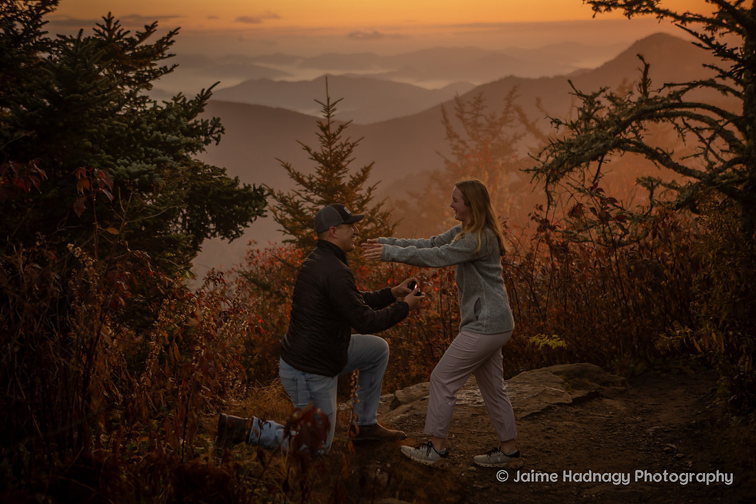 Sunrise Hiking Proposal | WNC Engagement Photographer