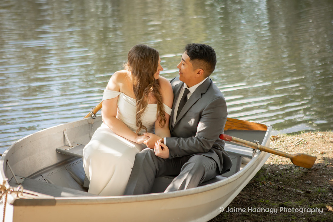 Wedding Portraits in a Row Boat | Asheville Elopement Photographer | Destination Wedding