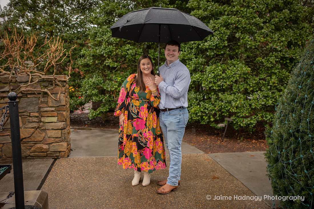Rainy Day Proposal Photography at the Arboretum in Asheville | Engagement Photographer