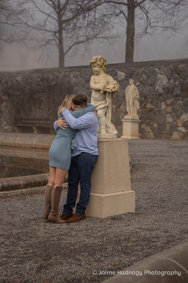 Biltmore Estate Engagement Photos in the fog