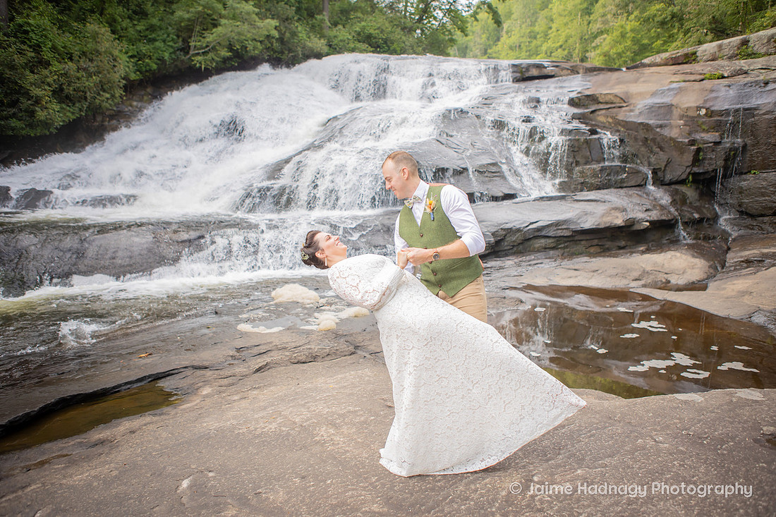 Boho Wedding at a Waterfall in Western NC | Brevard Triple Falls Elopement