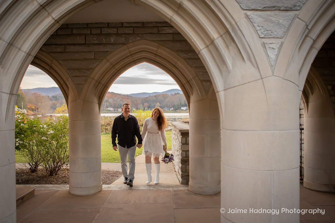 Sunset Wedding Photos at Lake Junaluska | Asheville Elopement Photographer