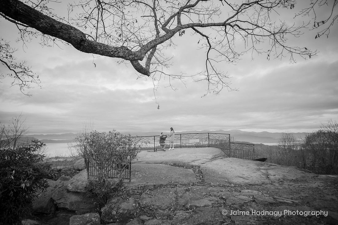 Morning Surprise Proposal at Jump Off Rock | Asheville Engagement Photographer