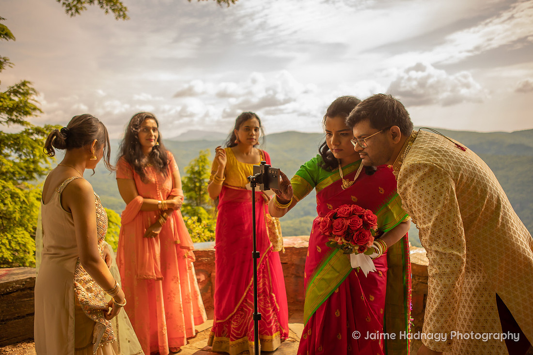 Beautiful Indian Small Wedding Ceremony on Blue Ridge Parkway | North Carolina Elopement Photographer