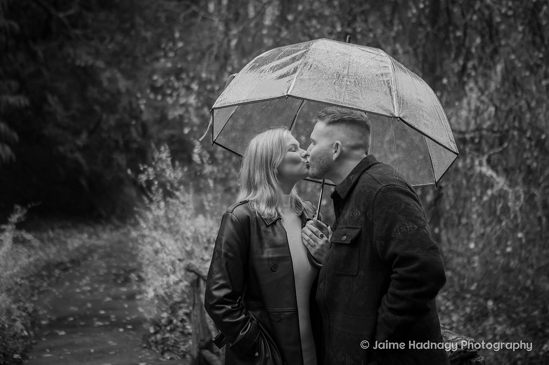 Surprise Proposal in the Rain at The Biltmore Bass Pond | Engagement Photography