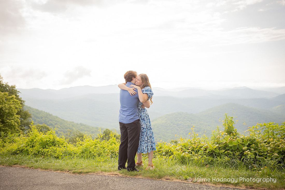 Engagement Photos at an Overlook on the Blue Ridge Parkway | Asheville Photographer