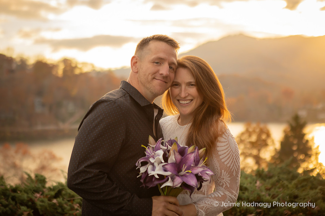 Sunset Wedding at Lake Junaluska Inspritation Point | Asheville Photographer