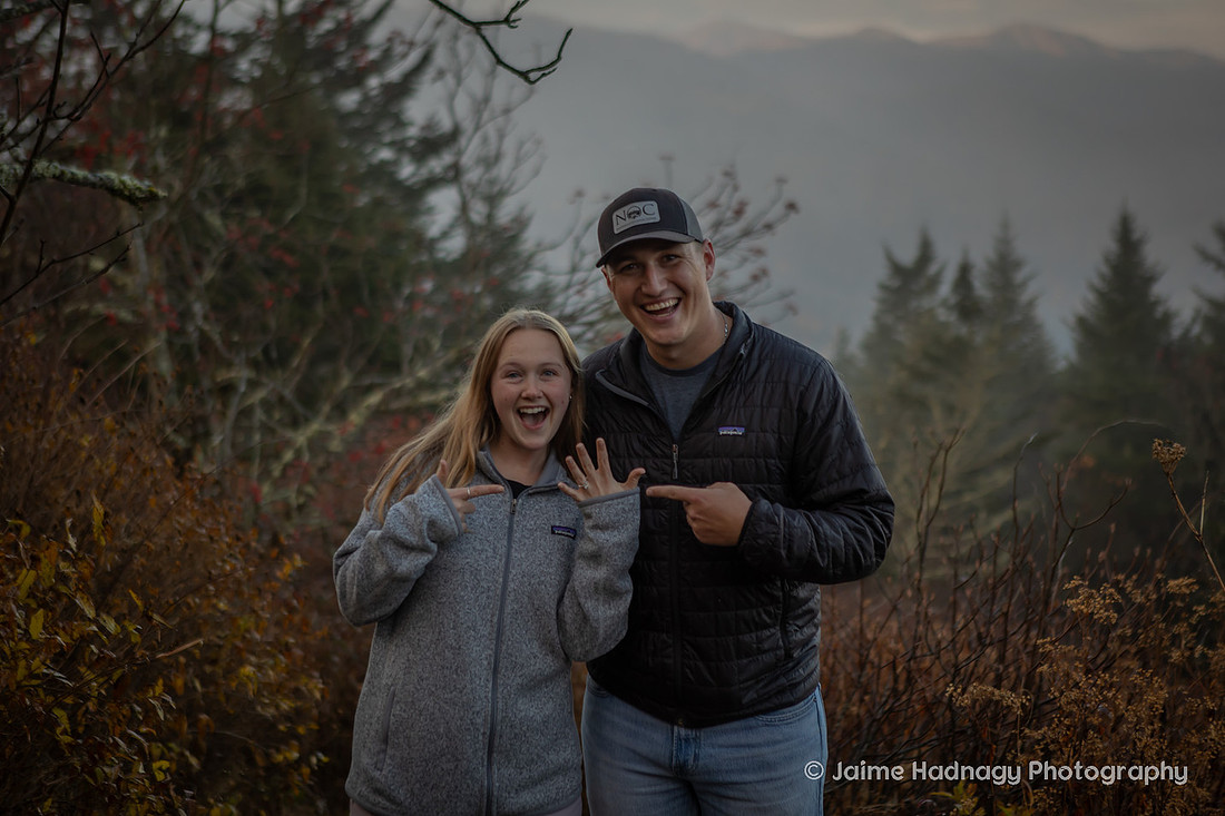 Early Morning Hiking Proposal at Waterrock Knob | WNC Engagement Photographer