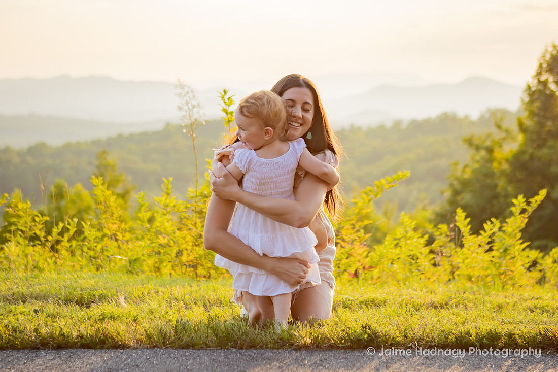 Outdoor Sunset Family Photos in the mountains | Asheville Photographer
