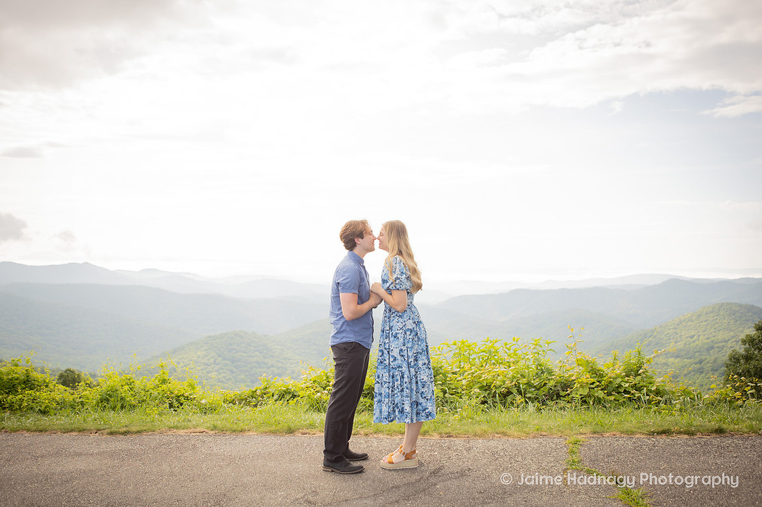 Engagement Photos at an Overlook on the Blue Ridge Parkway | Asheville Photographer