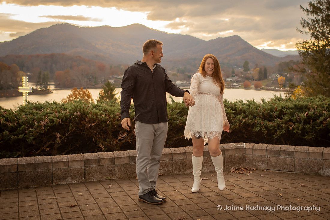 Sunset Wedding at Lake Junaluska Inspritation Point | Asheville Photographer