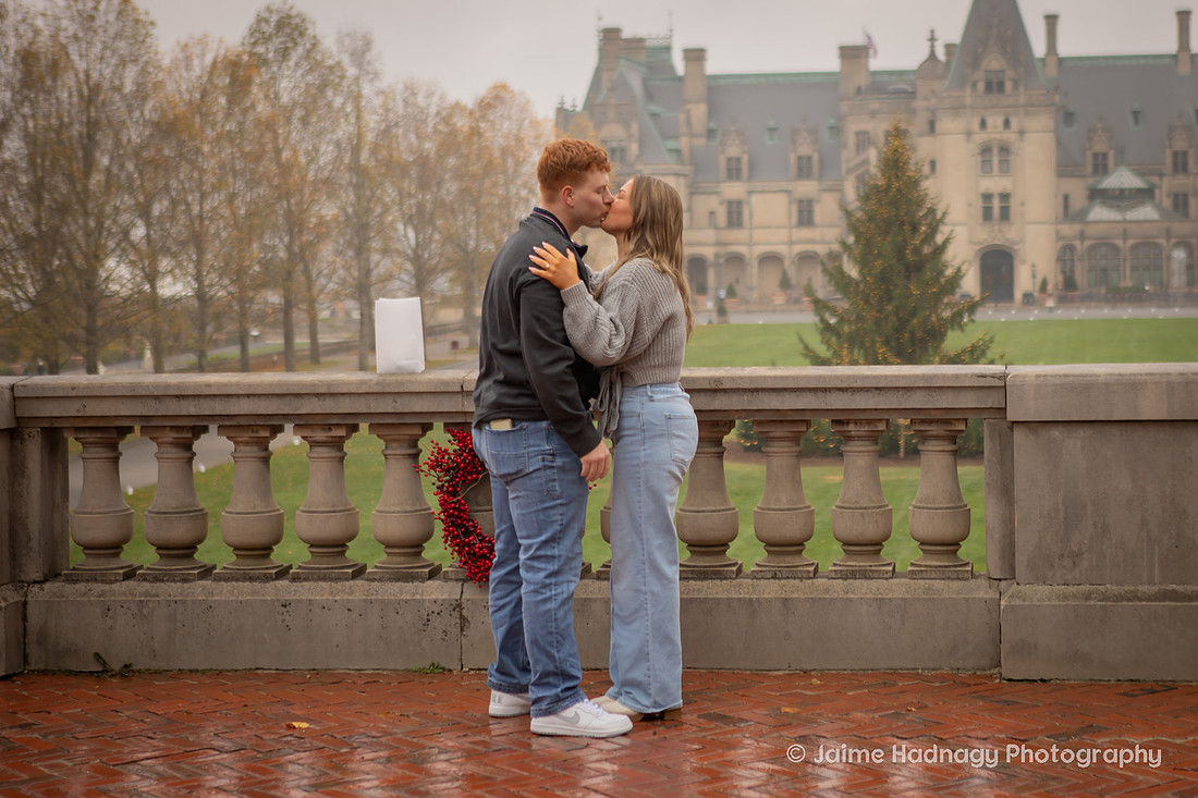 Surprise Proposal at the Biltmore Estate on a rainy day | Asheville Engagement Photographer
