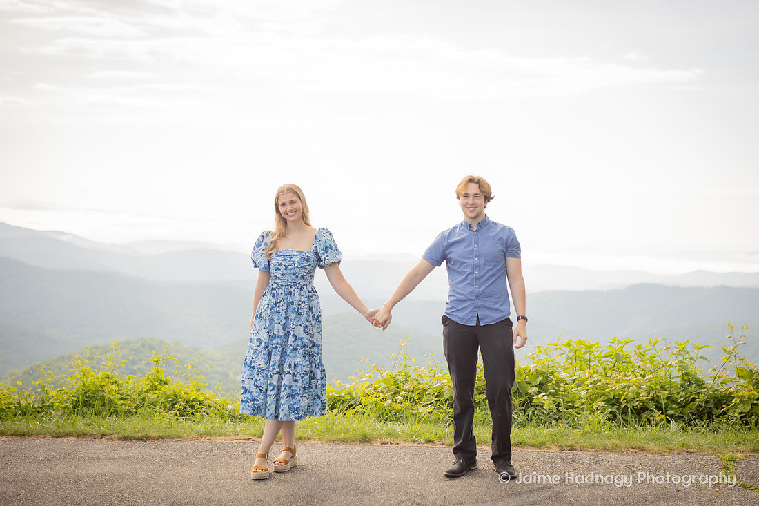 Engagement Photos at an Overlook on the Blue Ridge Parkway | Asheville Photographer