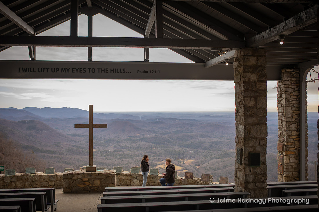 Surprise Winter Proposal at Pretty Place | Asheville Engagement Photographer