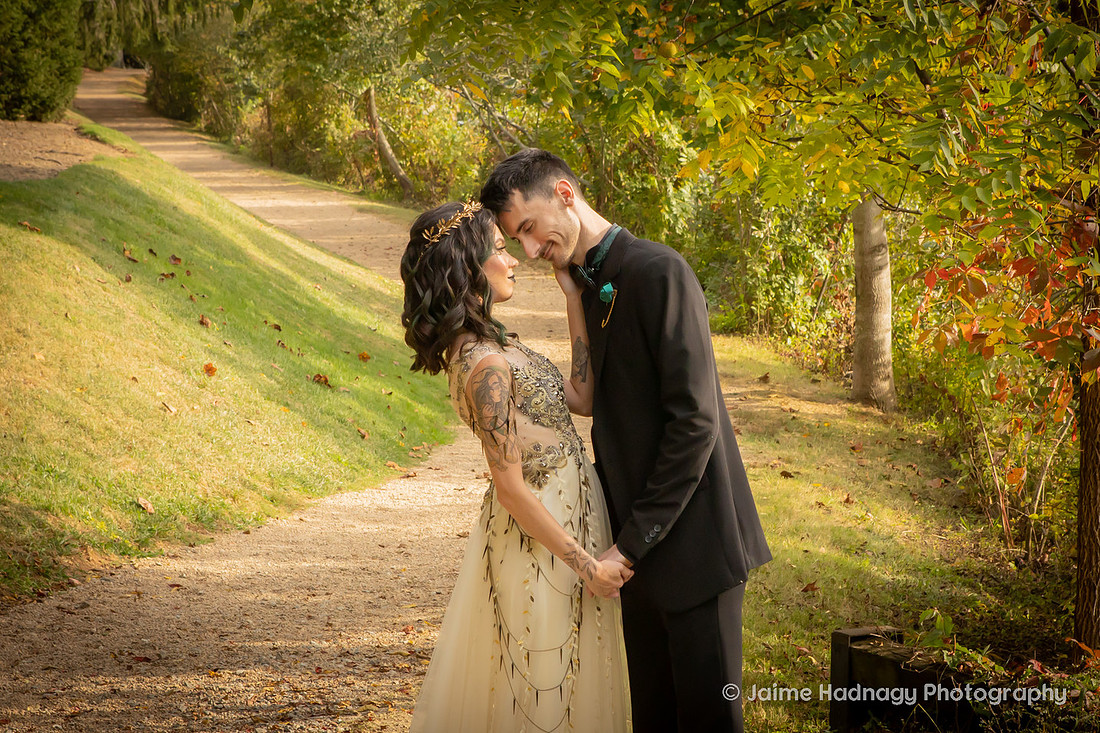 Bride and Groom Portraits by a lake | Asheville Photographer