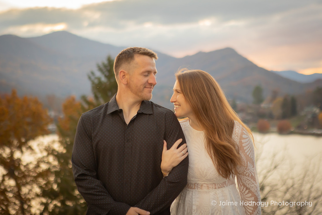 Bride and Groom at Inspiration Point Lake Junaluska | Wedding Photographer