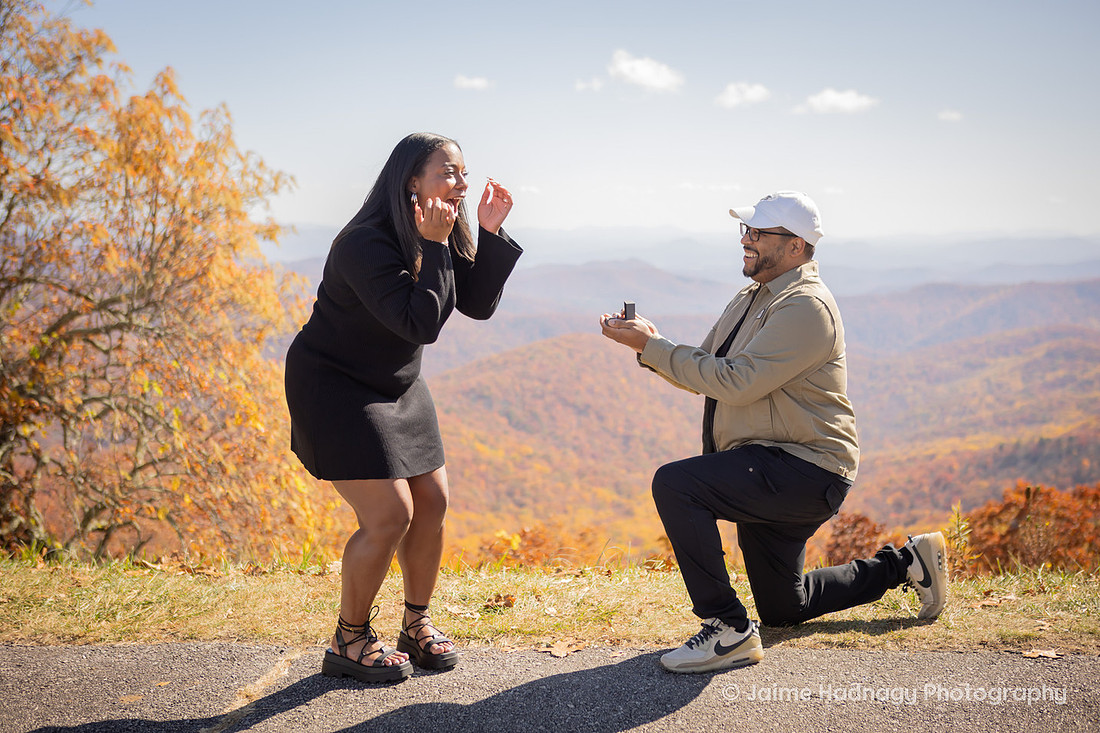 Best Proposal Reaction | Asheville Engagement Photographer