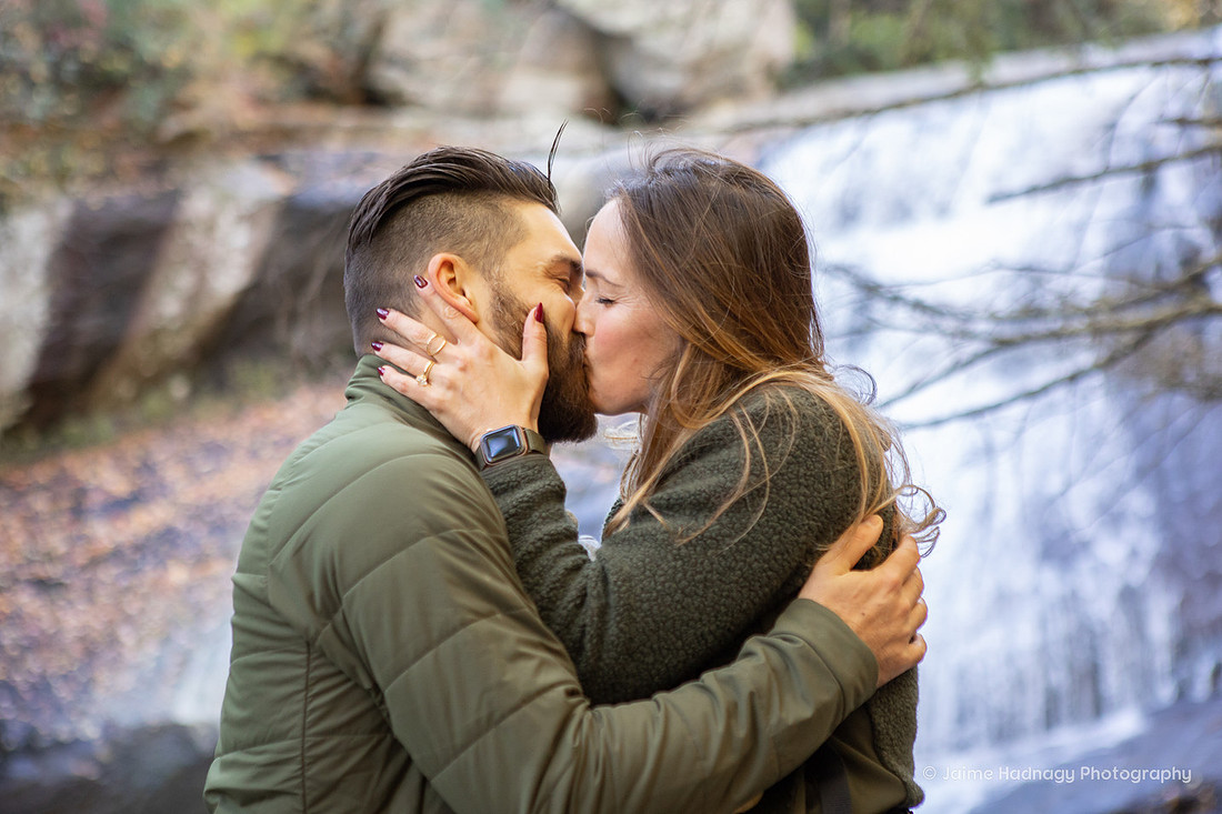 Mountain Waterfall Surprise Proposal | Linville Gorge Photographer