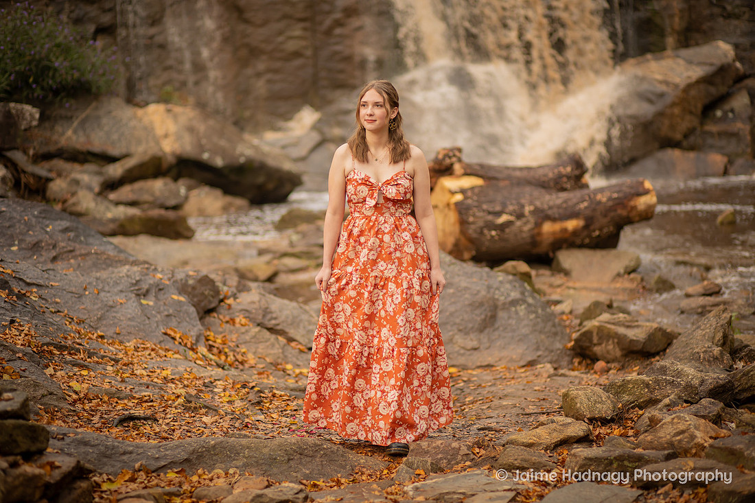 Girl Walking near Waterfall | WNC Photographer