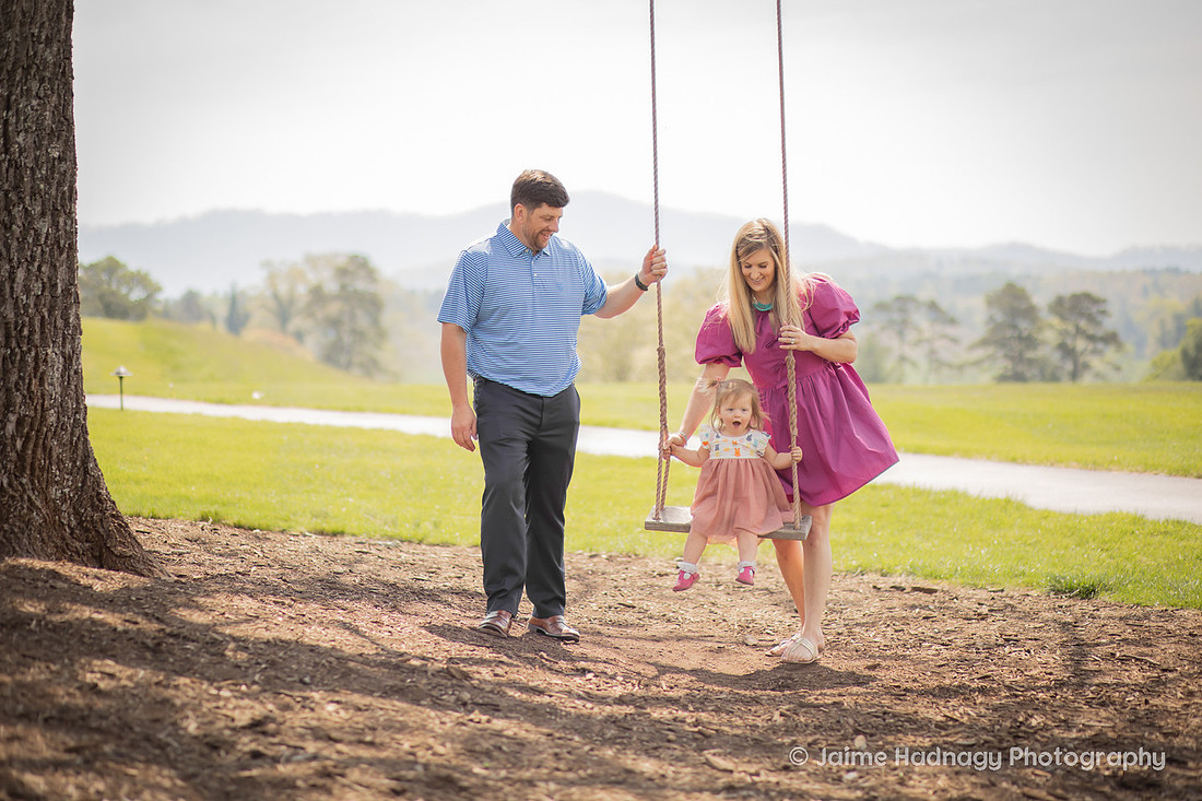 Family Photos with Toddler on a Swing | Asheville Family Photographer