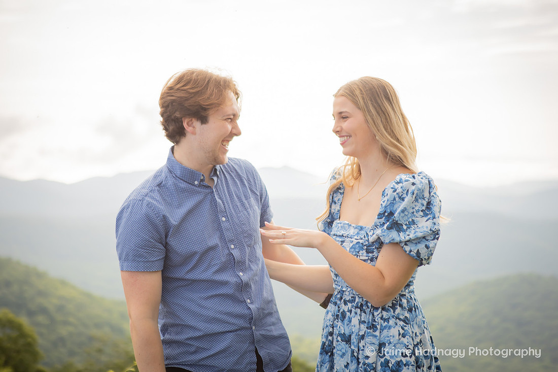 Engagement Photos at an Overlook on the Blue Ridge Parkway | Asheville Photographer