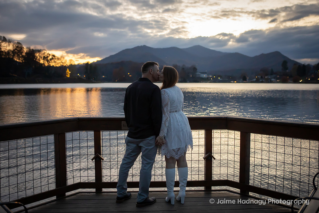 Sunset Wedding Photos at Lake Junaluska | Asheville Elopement Photographer