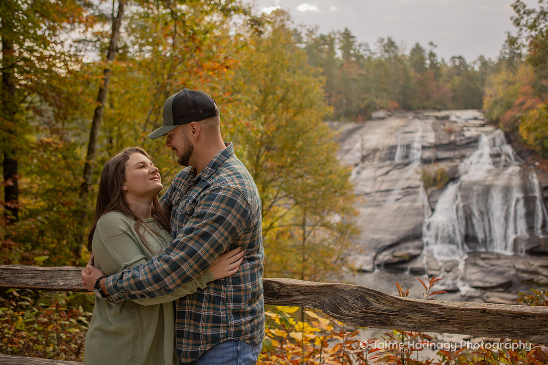 Engagement Photos at Triple Falls in Dupont State Forest