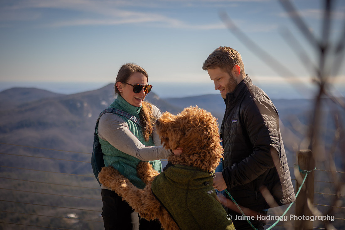 Proposal Photography in the Mountains with dog | Asheville Engagement Photographer