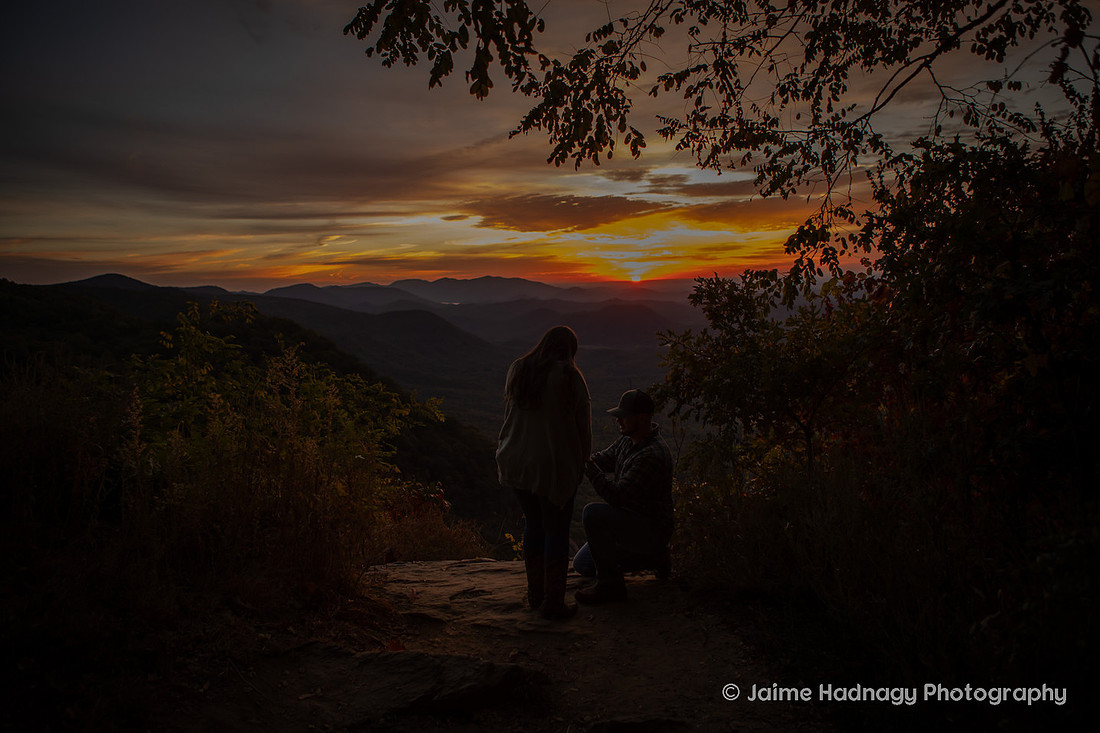 Sunrise Proposal at Pretty Place | Asheville Engagement Photographer