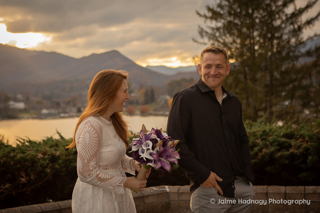 Sunset Wedding at Lake Junaluska Inspritation Point | Asheville Photographer
