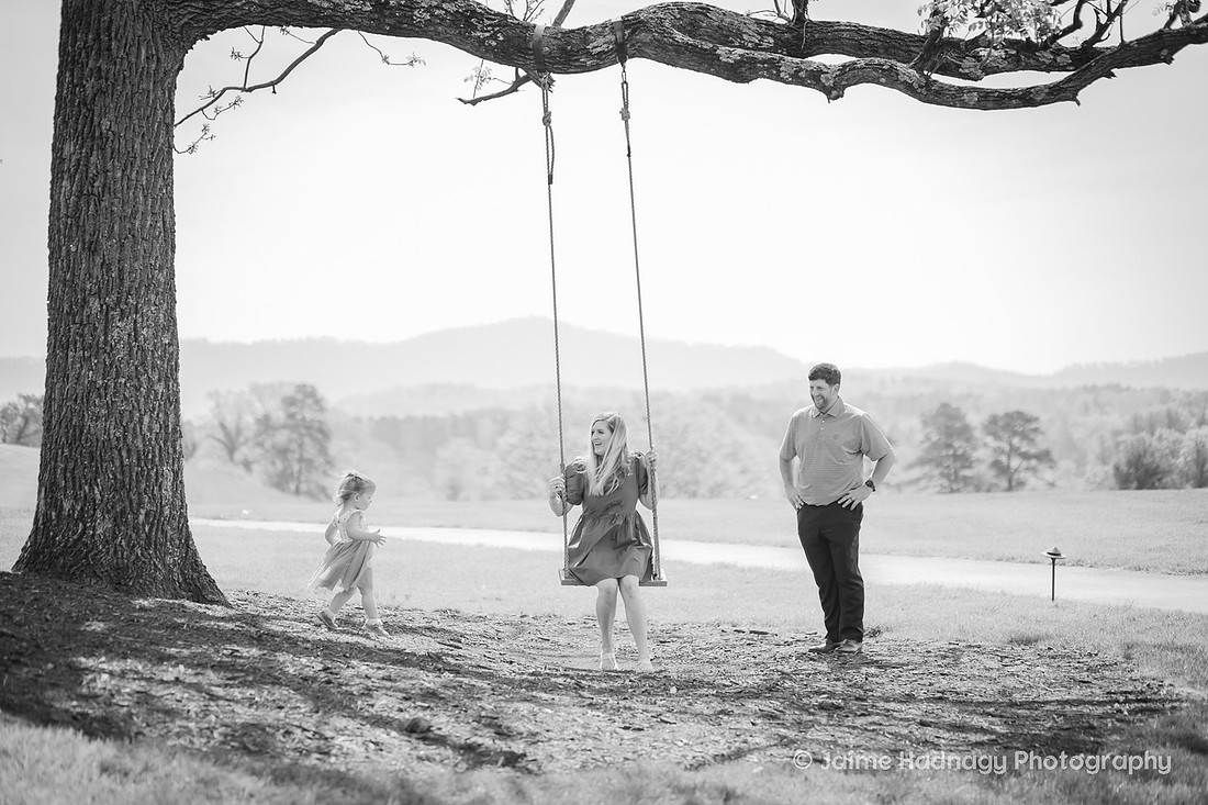 Family Photos with Toddler on a Swing | Asheville Family Photographer