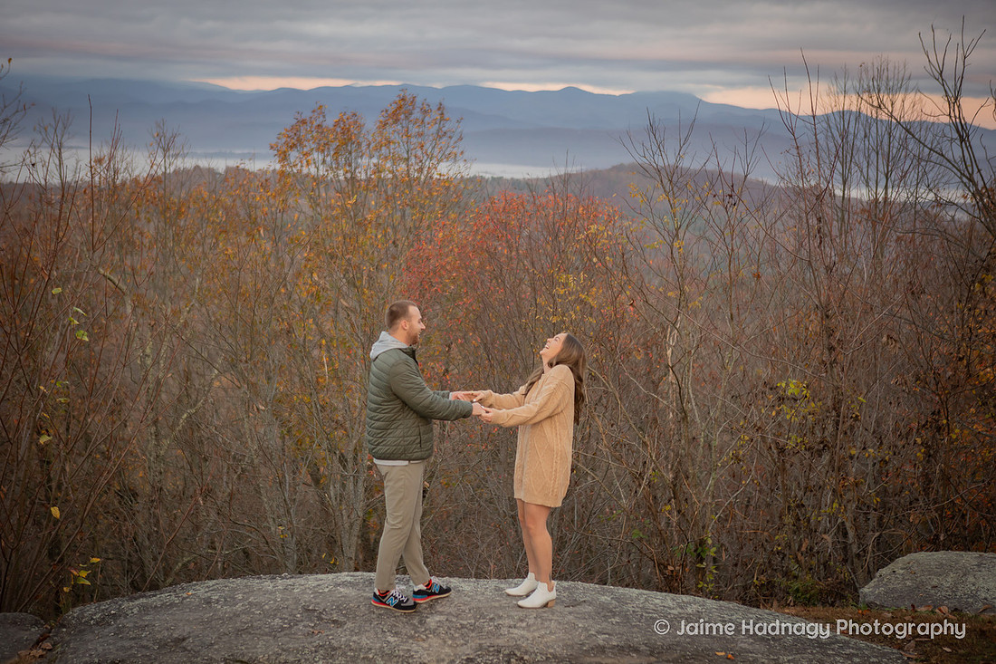 Morning Surprise Proposal at Jump Off Rock | Asheville Engagement Photographer