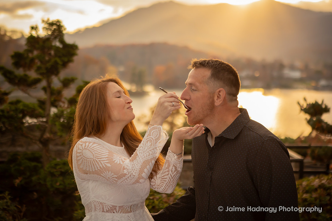 Sunset Wedding at Lake Junaluska Inspritation Point | Asheville Photographer