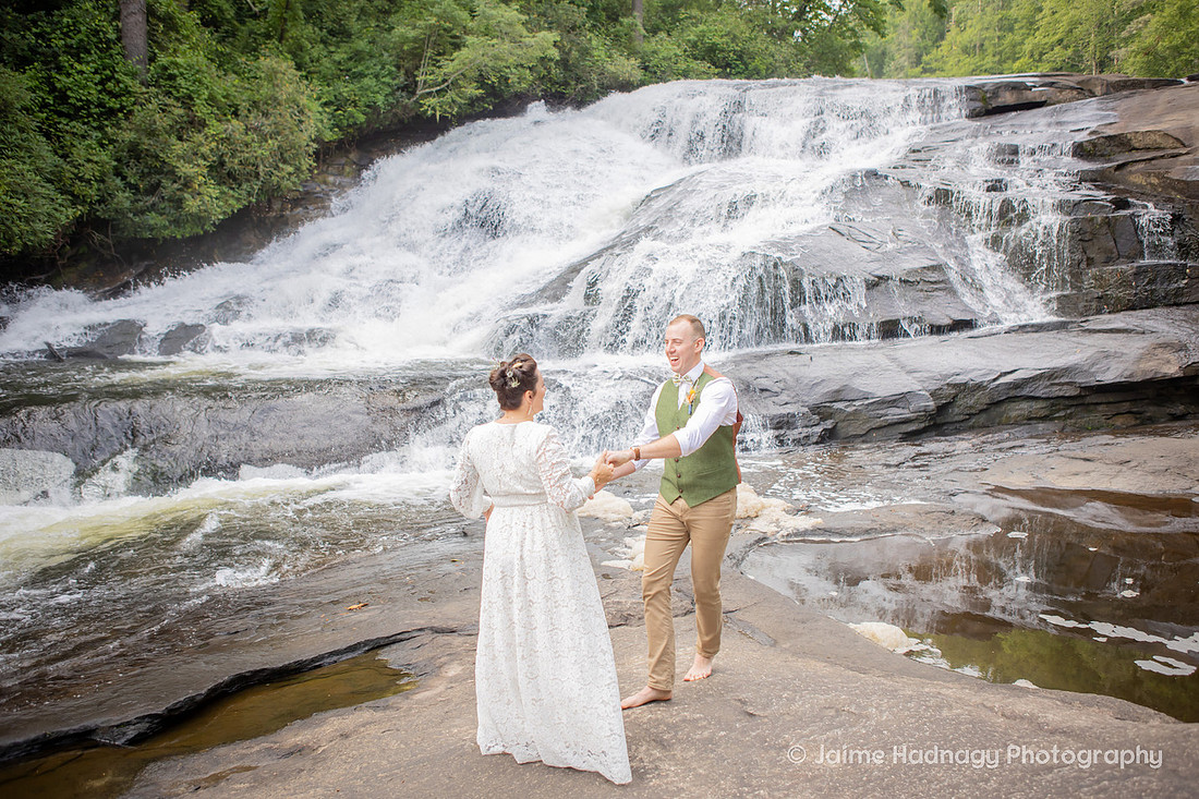 Boho Wedding at a Waterfall in Western NC | Brevard Triple Falls Elopement