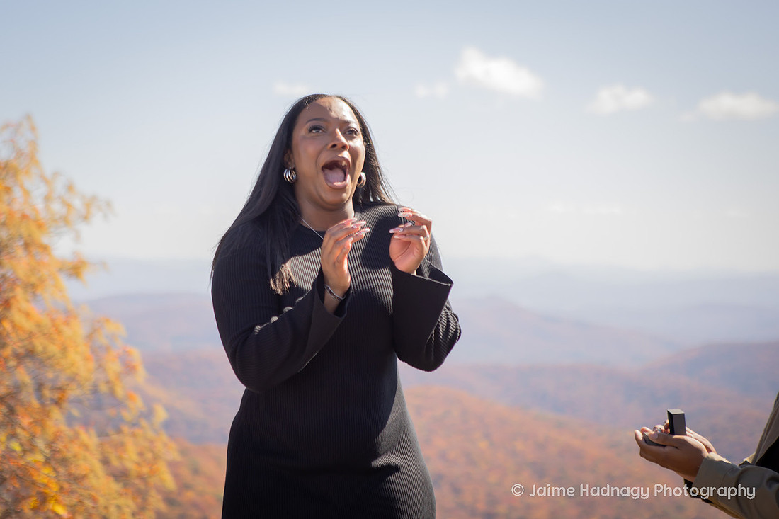 Surprise Proposal Response Photography Asheville
