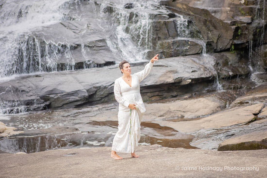 Beautiful Waterfall Wedding Yellow and Green Colors | Asheville Adventure Elopement Photographer