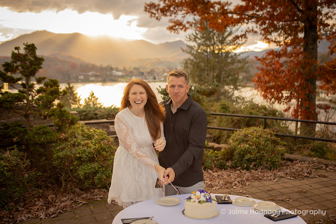 Sunset Wedding at Lake Junaluska Inspritation Point | Asheville Photographer