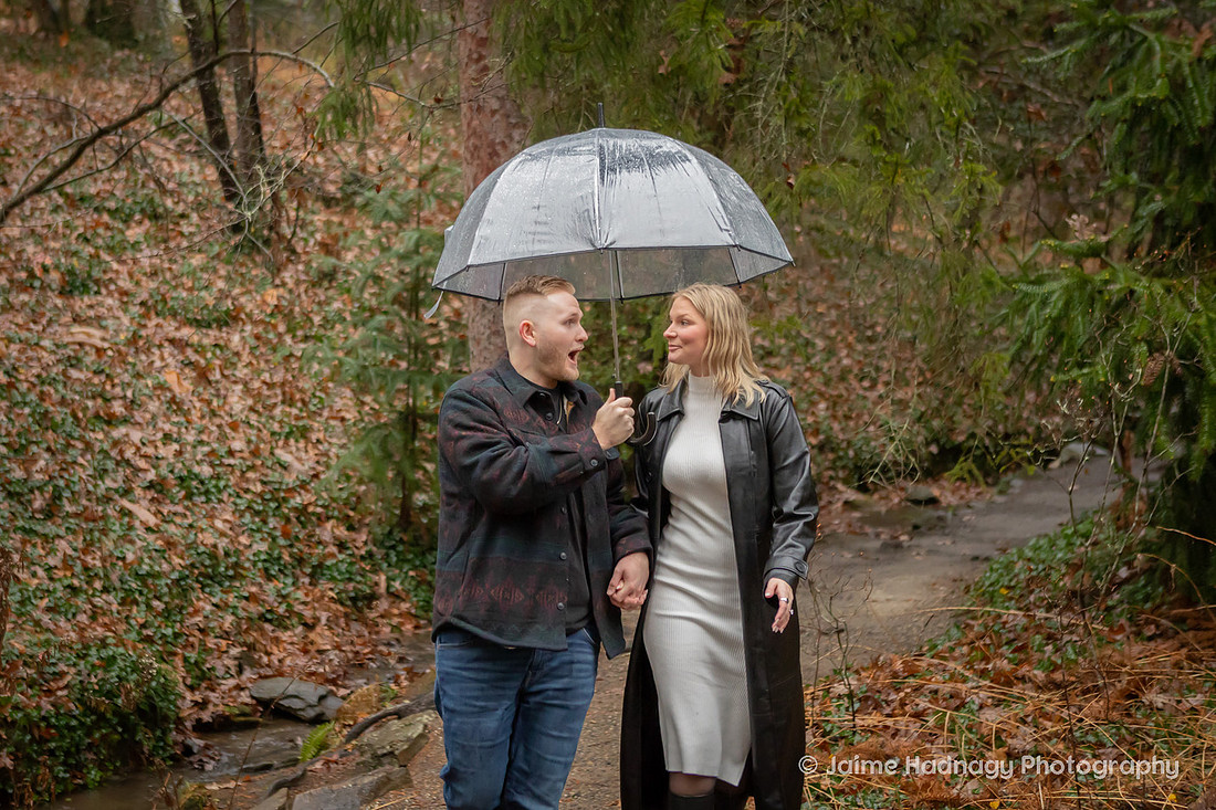 Romantic Rainy Engagement Session at Biltmore Estate