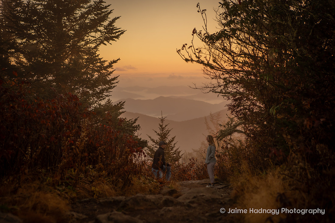Sunrise Hiking Proposal | WNC Engagement Photographer