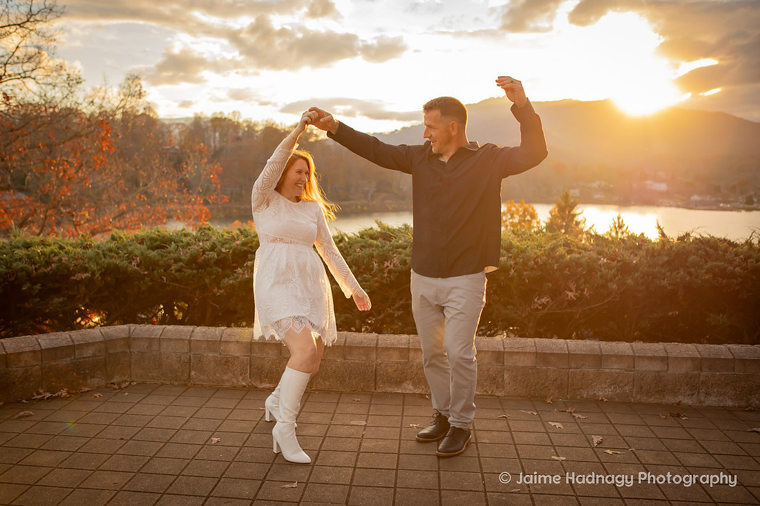Bride and Groom at Inspiration Point Lake Junaluska | Wedding Photographer