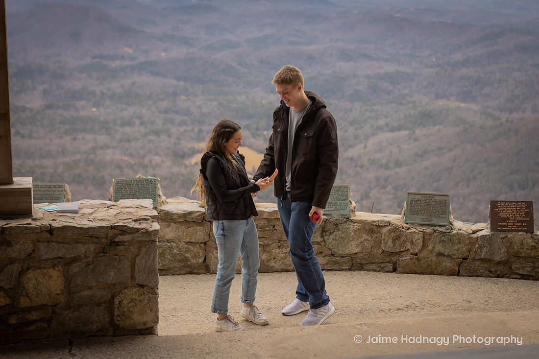 Surprise Winter Proposal at Pretty Place | Asheville Engagement Photographer